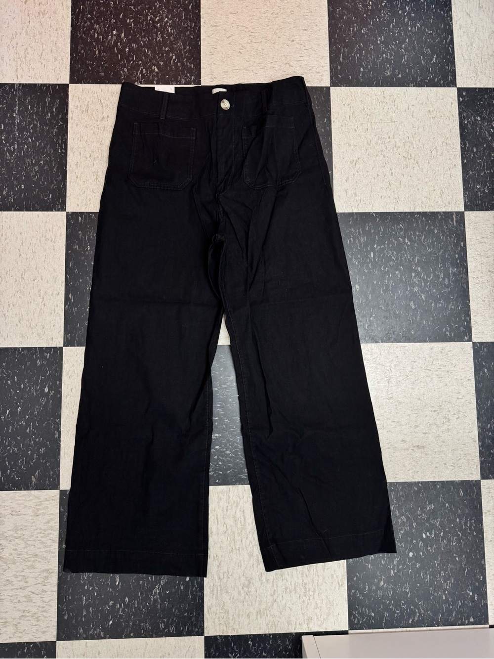 Maeve Black Wide-Leg Chinos